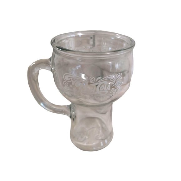 Set of 6 Vtg 1970's Pepsi Cola Clear Glass Mugs Soda Fountain w Handles - Picture 2 of 6